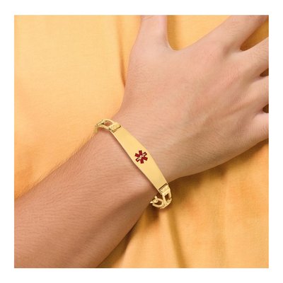 14K Yellow Gold Medical ID Figaro Bracelet – view 5