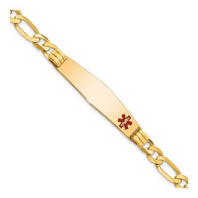 14K Yellow Gold Figaro Medical ID Bracelet