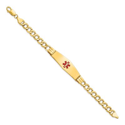 14K Yellow Gold Medical ID Curb Bracelet, 7 in | Engravable – view 2