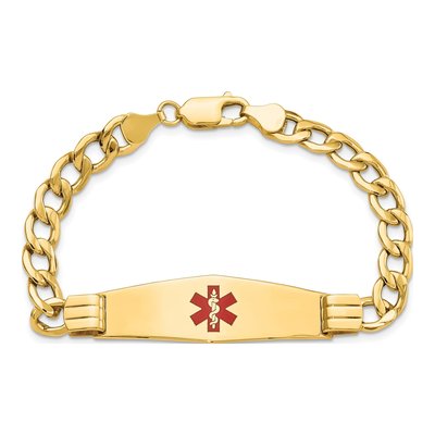 14K Yellow Gold Medical ID Curb Bracelet, 7 in | Engravable – view 4