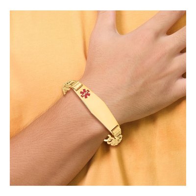 14K Gold Medical ID Curb Bracelet | Engravable, 7" – view 5