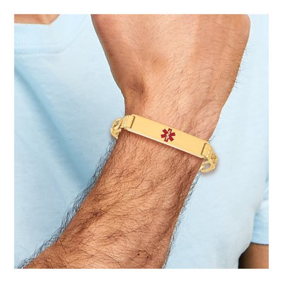 14K Yellow Gold Medical ID Figaro Bracelet – view 6