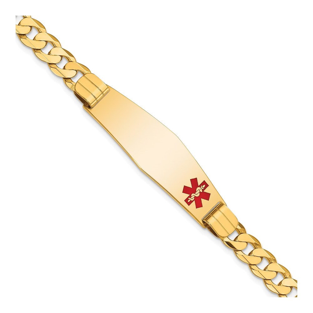14K Yellow Gold Medical ID Bracelet, 7 in Curb