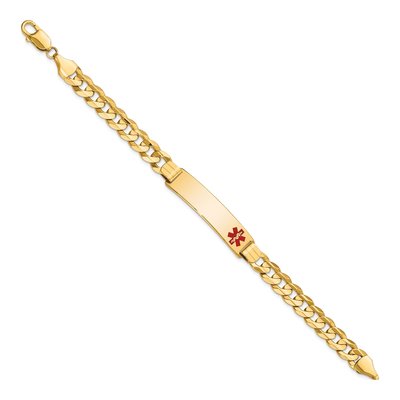 14K Yellow Gold Red Enamel Curb Link ID Bracelet – view 2