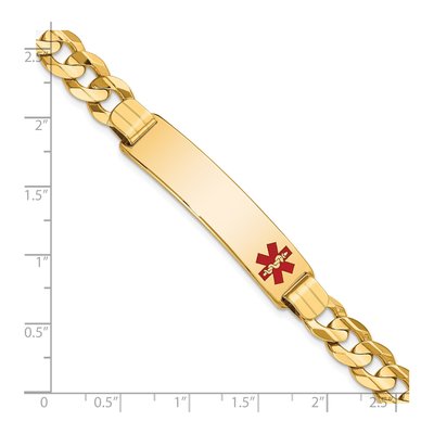 14K Yellow Gold Red Enamel Curb Link ID Bracelet – view 3