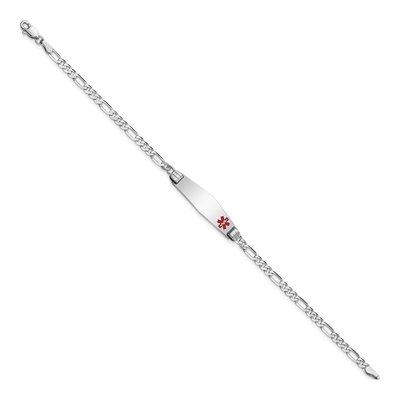 14K White Gold Figaro Medical ID Bracelet – view 2