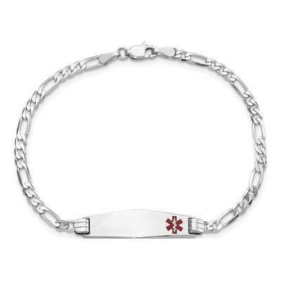 14K White Gold Figaro Medical ID Bracelet – view 4