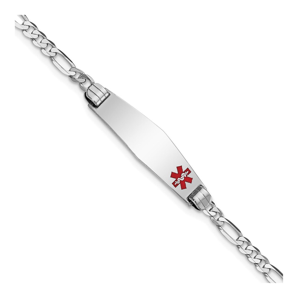 14K White Gold Figaro Medical ID Bracelet