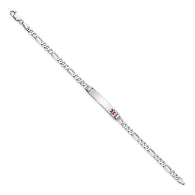 14K White Gold Red Enamel Medical ID Bracelet – view 2