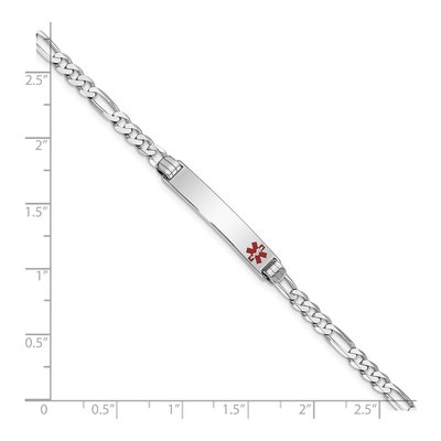 14K White Gold Red Enamel Medical ID Bracelet – view 3