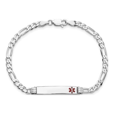 14K White Gold Red Enamel Medical ID Bracelet – view 4