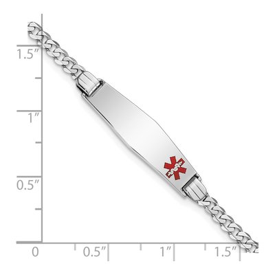 14K White Gold Red Enamel Curb Link ID Bracelet – view 4