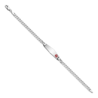 14K White Gold Wg Medical Soft Diamond Shape Red Bracelet – view 2
