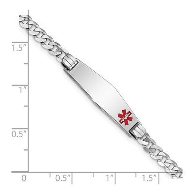 14K White Gold Wg Medical Soft Diamond Shape Red Bracelet – view 3
