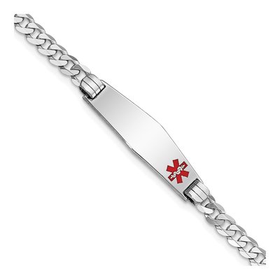 14K White Gold Wg Medical Soft Diamond Shape Red Bracelet
