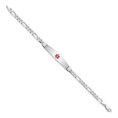 14K White Gold Red Enamel Medical ID Bracelet – view 3