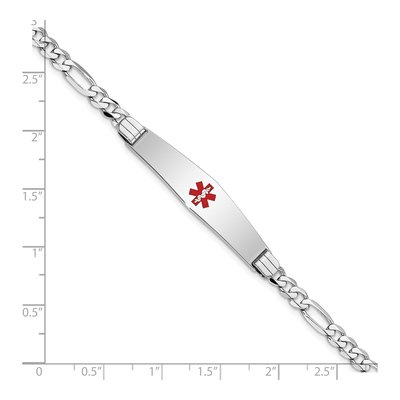 14K White Gold Red Enamel Medical ID Bracelet – view 4