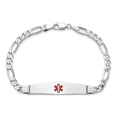 14K White Gold Red Enamel Medical ID Bracelet – view 5