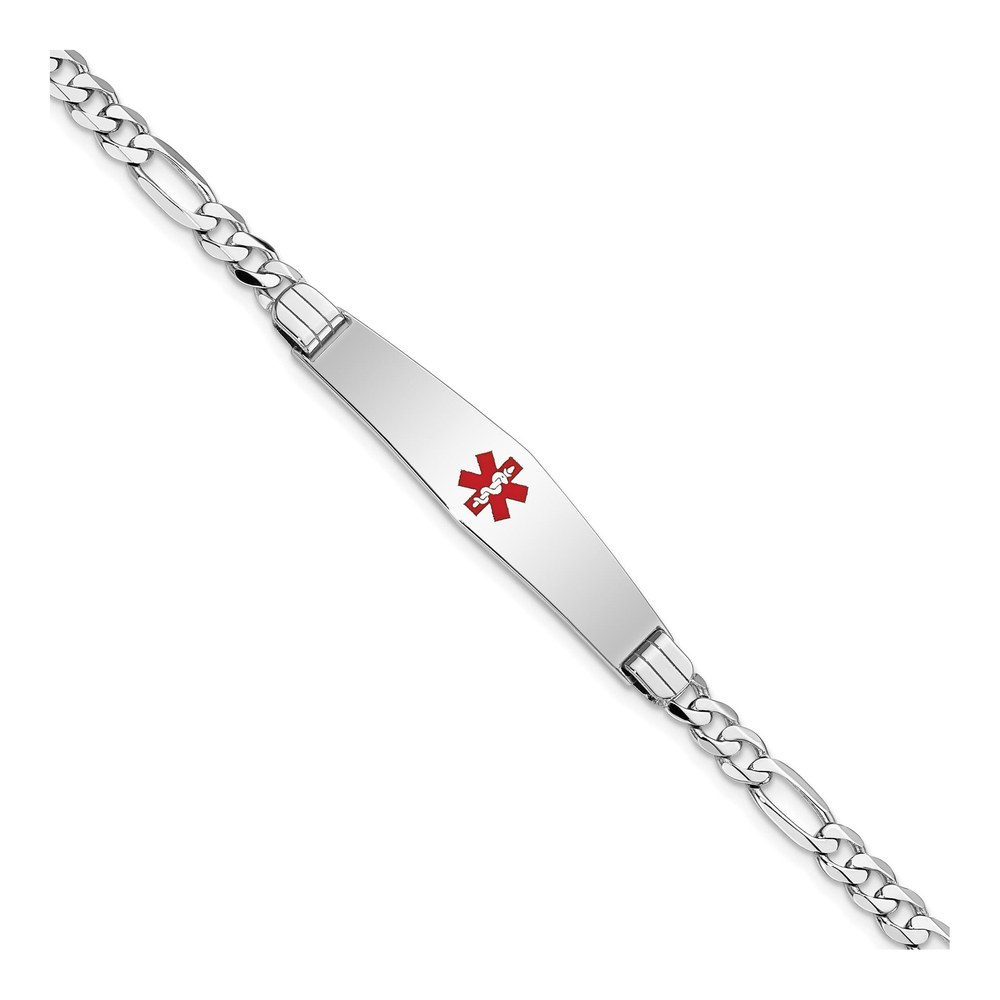 14K White Gold Red Enamel Medical ID Bracelet