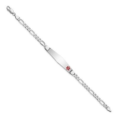 14K White Gold Medical ID Figaro Bracelet – view 3