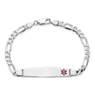 14K White Gold Medical ID Figaro Bracelet – view 5