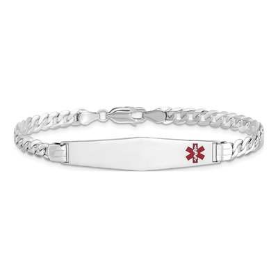 14K White Gold Medical ID Curb Bracelet – view 3