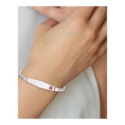 14K White Gold Medical ID Curb Bracelet – view 5