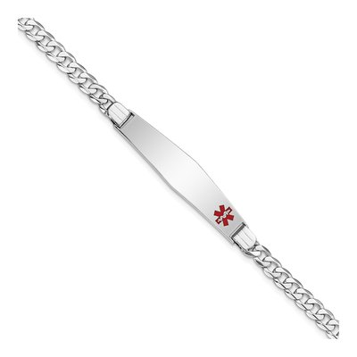 14K White Gold Medical ID Curb Bracelet