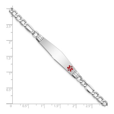 14K White Gold Medical ID Figaro Bracelet – view 4