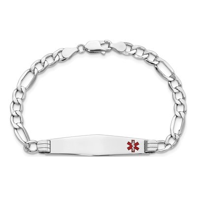 14K White Gold Medical ID Figaro Bracelet – view 5