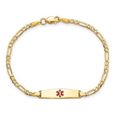 14K Yellow Gold Medical ID Figaro Bracelet – view 5