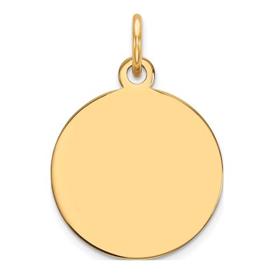 14K Yellow Gold Round Disc Charm