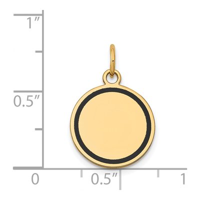14K Yellow Gold Engravable Disc Charm, Black Enamel Edge – view 4