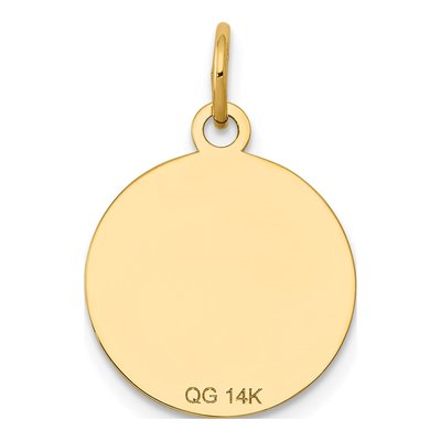 14K Yellow Gold Engravable Disc Charm, Black Enamel Edge – view 5