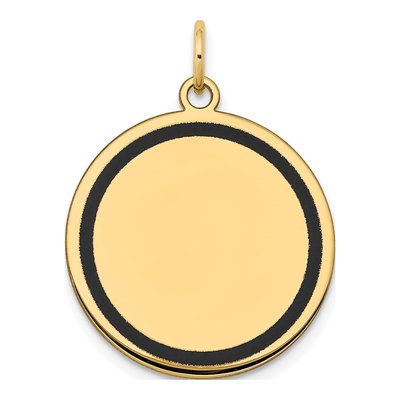 14K Yellow Gold Black Enamel Disc Charm