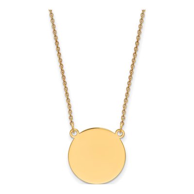 14K Yellow Gold Round Disc Pendant Necklace