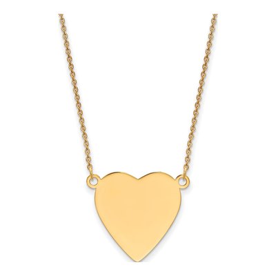 14K Yellow Gold 18-Inch Heart Pendant Necklace