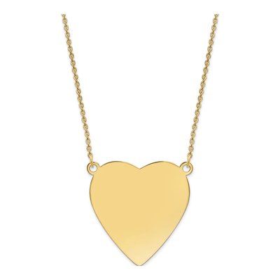 14K Yellow Gold Heart Disc Pendant Necklace