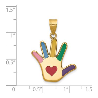 14K Yellow Gold Autism Heart Handprint Pendant – view 4