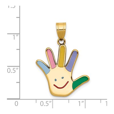 14K Yellow Gold Autism Awareness Handprint Pendant – view 4