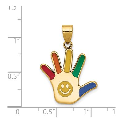14K Yellow Gold Autism Awareness Handprint Pendant – view 4