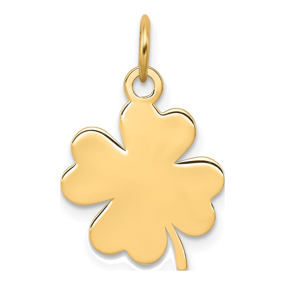 14K Yellow Gold Engravable Clover Disc Charm