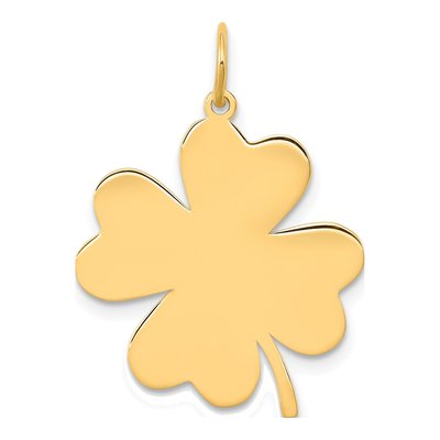 14K Yellow Gold Clover Disc Charm