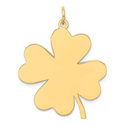 14K Yellow Gold Clover Disc Pendant