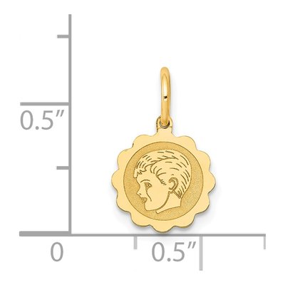 14K Yellow Gold Boy Head Scalloped Disc Charm – view 4