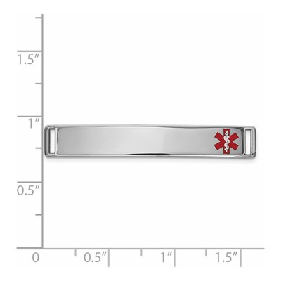 14K White Gold Medical ID Plate Red Enamel Bracelet – view 3