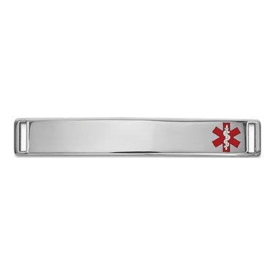 14K White Gold Medical ID Plate Red Enamel Bracelet