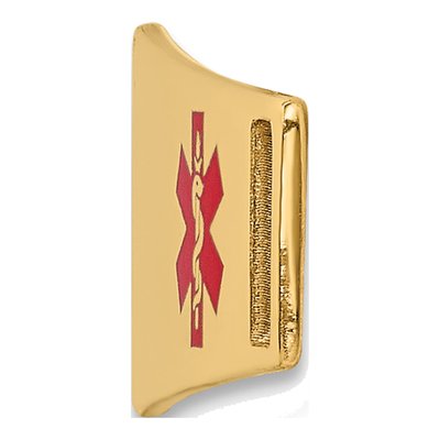 14K Yellow Gold Red Enamel Medical ID Plate Bracelet – view 3
