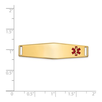 14K Yellow Gold Red Enamel Medical ID Plate Bracelet – view 4