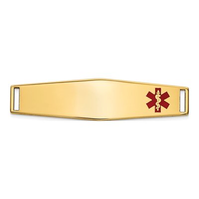 14K Yellow Gold Red Enamel Medical ID Plate Bracelet